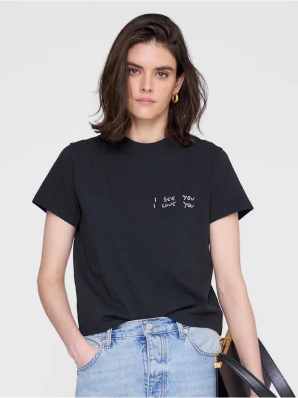 Anine Bing Shelley Black tee I see you I love you